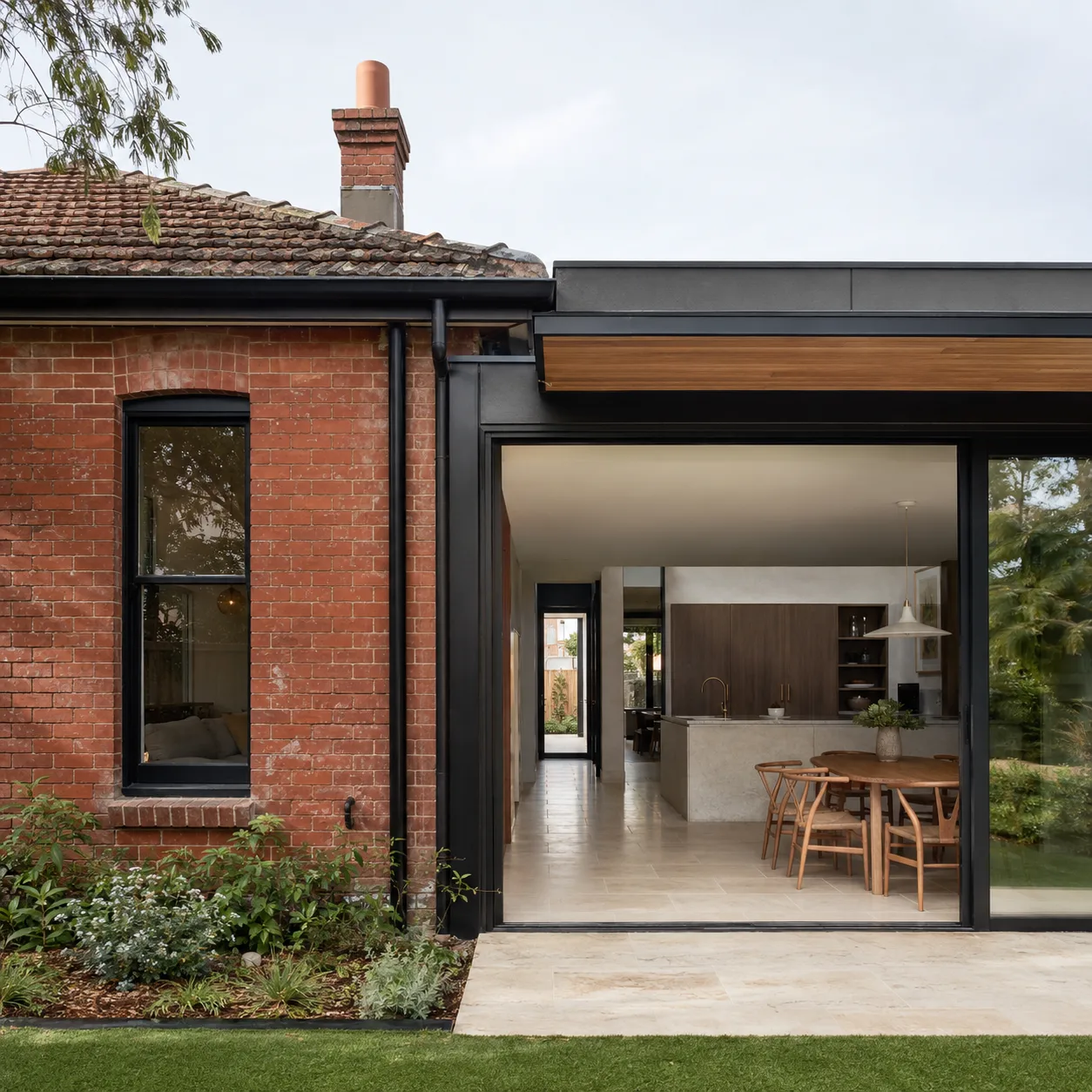 Red brick house extension