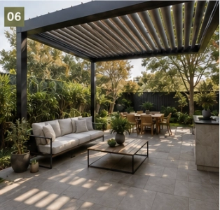 Completed outdoor pergola