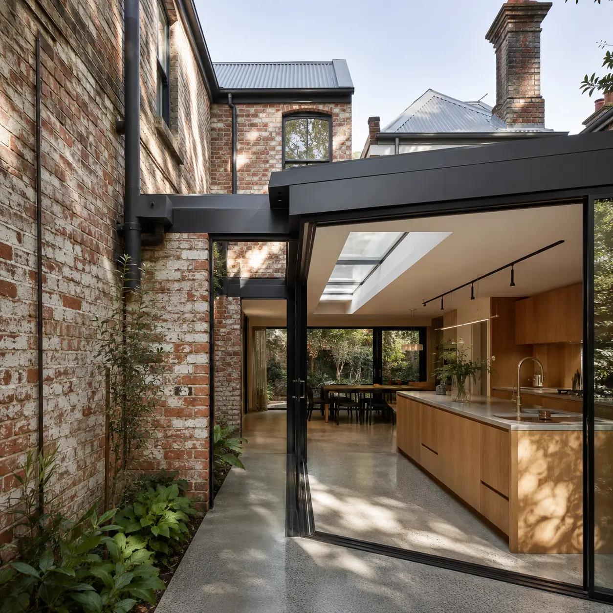 White brick house extension
